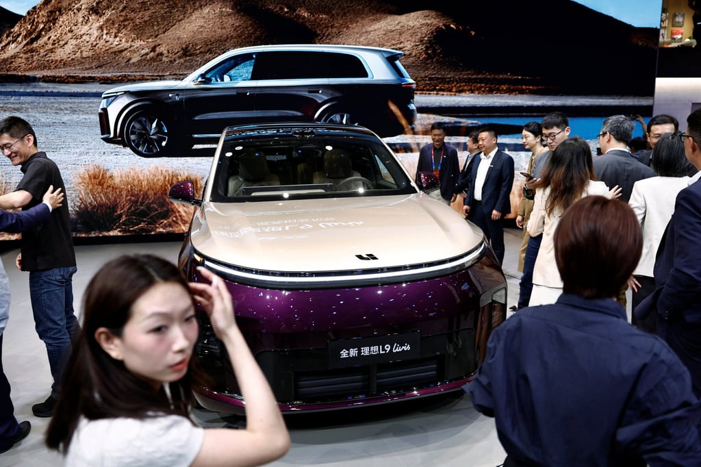 Li Auto’s flagship L9 SUV is displayed at Auto China in Beijing on April 24. Photo: Reuters Li Auto’s flagship L9 SUV is displayed at Auto China in Beijing on April 24. Photo: Reuters